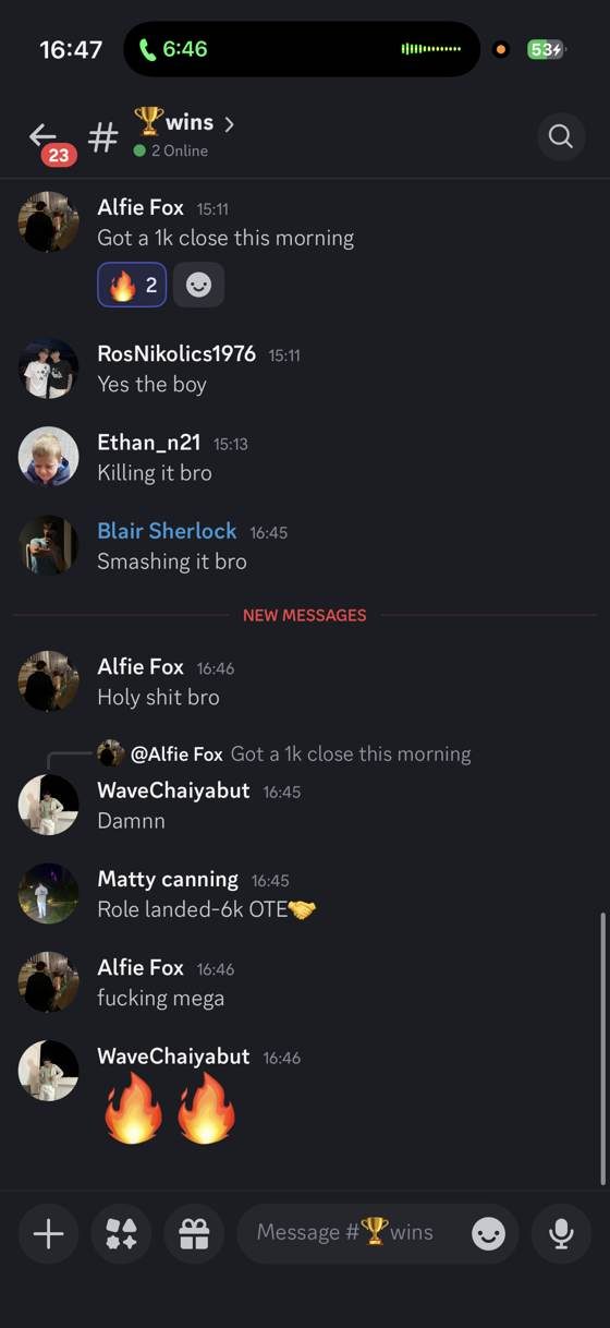 Screenshot of a real student win posted in the Set2Scale community